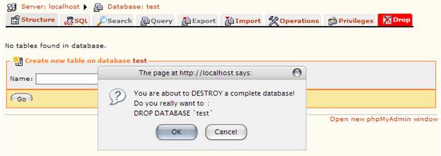 Figure 3: Destroying a database