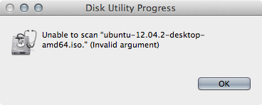 Unable to scan ISO file. (Invalid argument)